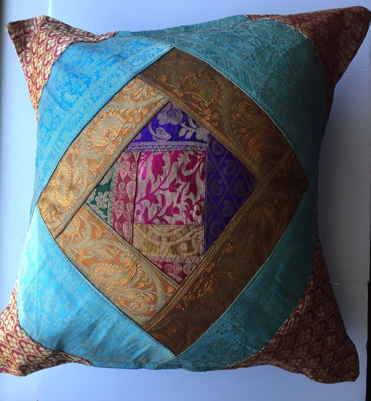 One Home Decor Silk Cushion Cover Patchwork Square Sofa Pillow Case Cover India