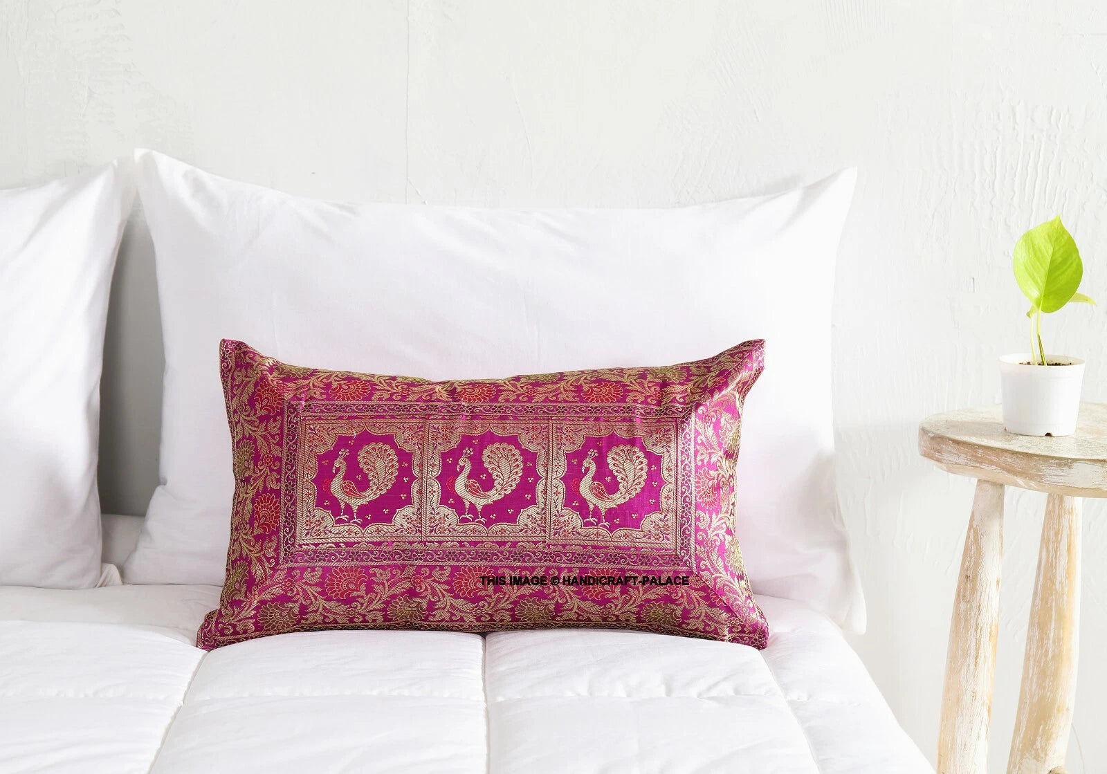 Handmade Brocade Silk Cushion Cover Indian Home Sofa Decor Pillow Case 12"x20"