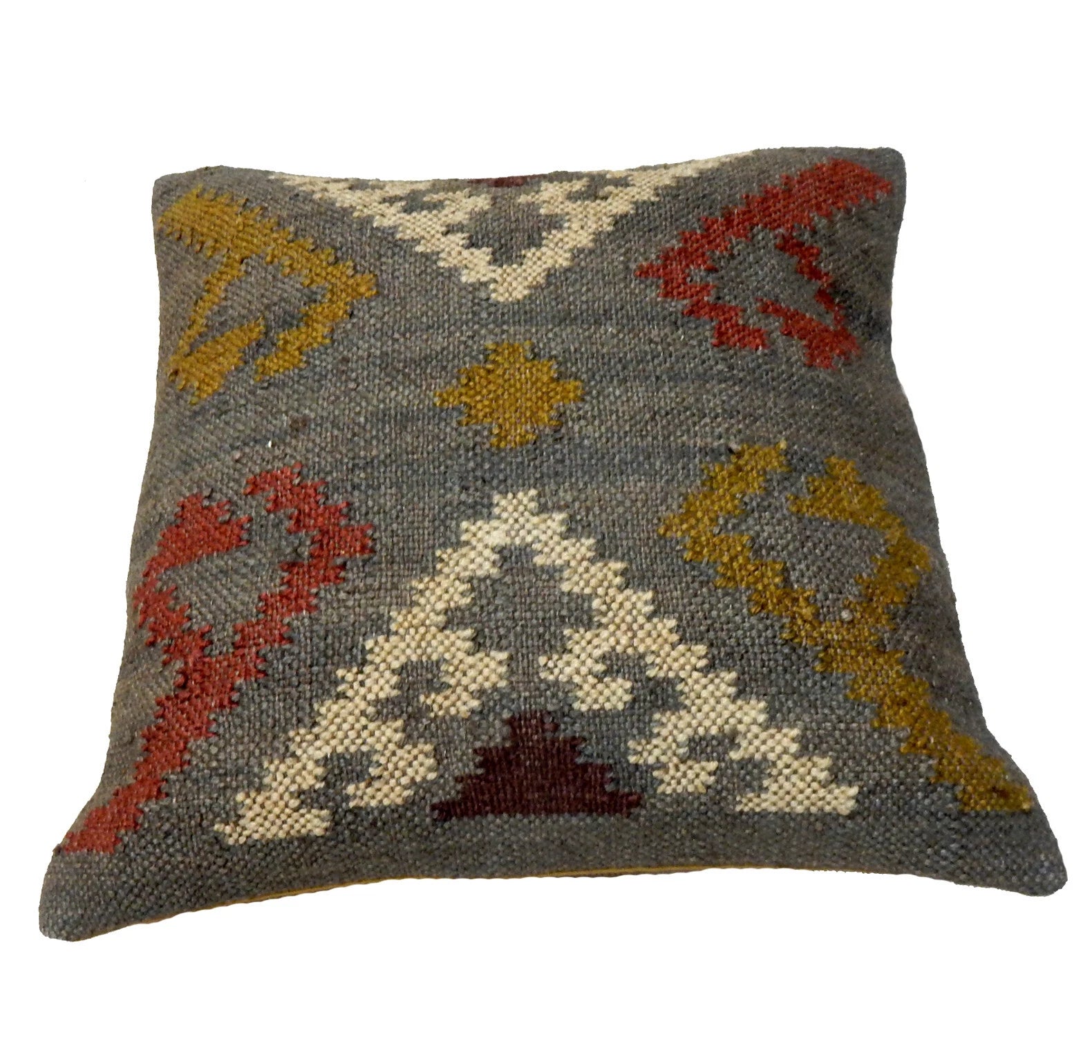 Handwoven Woll Jute Cushion Cover 18x18 Vinatge Sofa Pillow Case Kilim Chair Pad