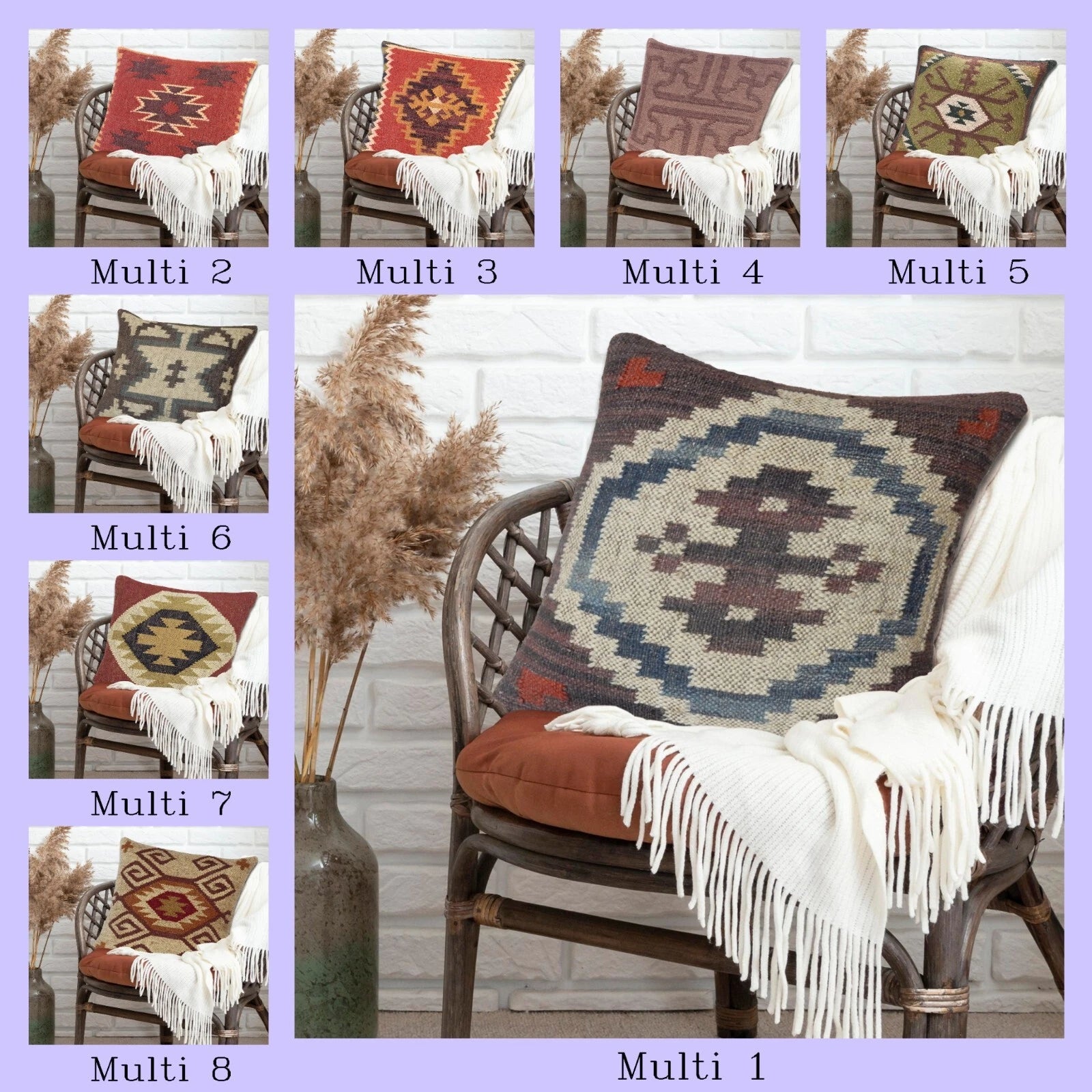 Indian Jute Cushion cover 18x18 inch Vinatge Handwoven Pillow Sham For Sofa chai