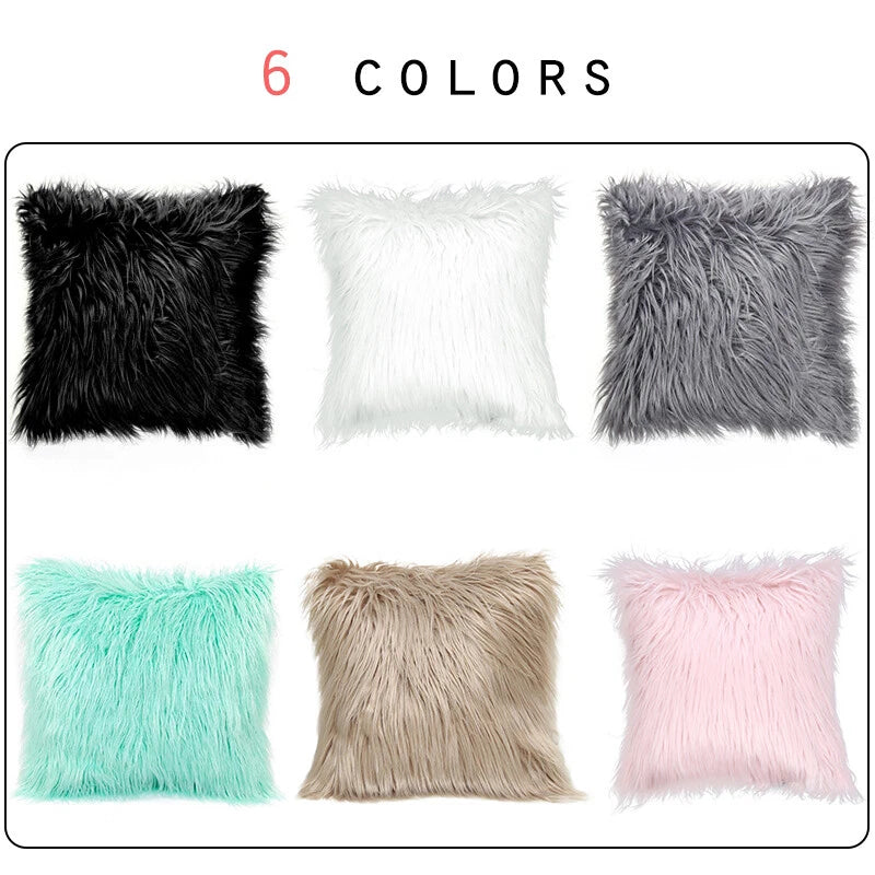 Soft  Faux Fur Fluffy Pillow Case Plush Cushion Cover Throw Sofa Bed Home Decor