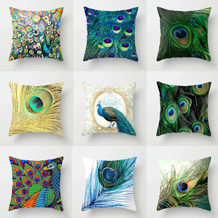 Peacock Feather Home Decor Printed Pillow Case Sofa Bed Throw Cushion Cover Mix