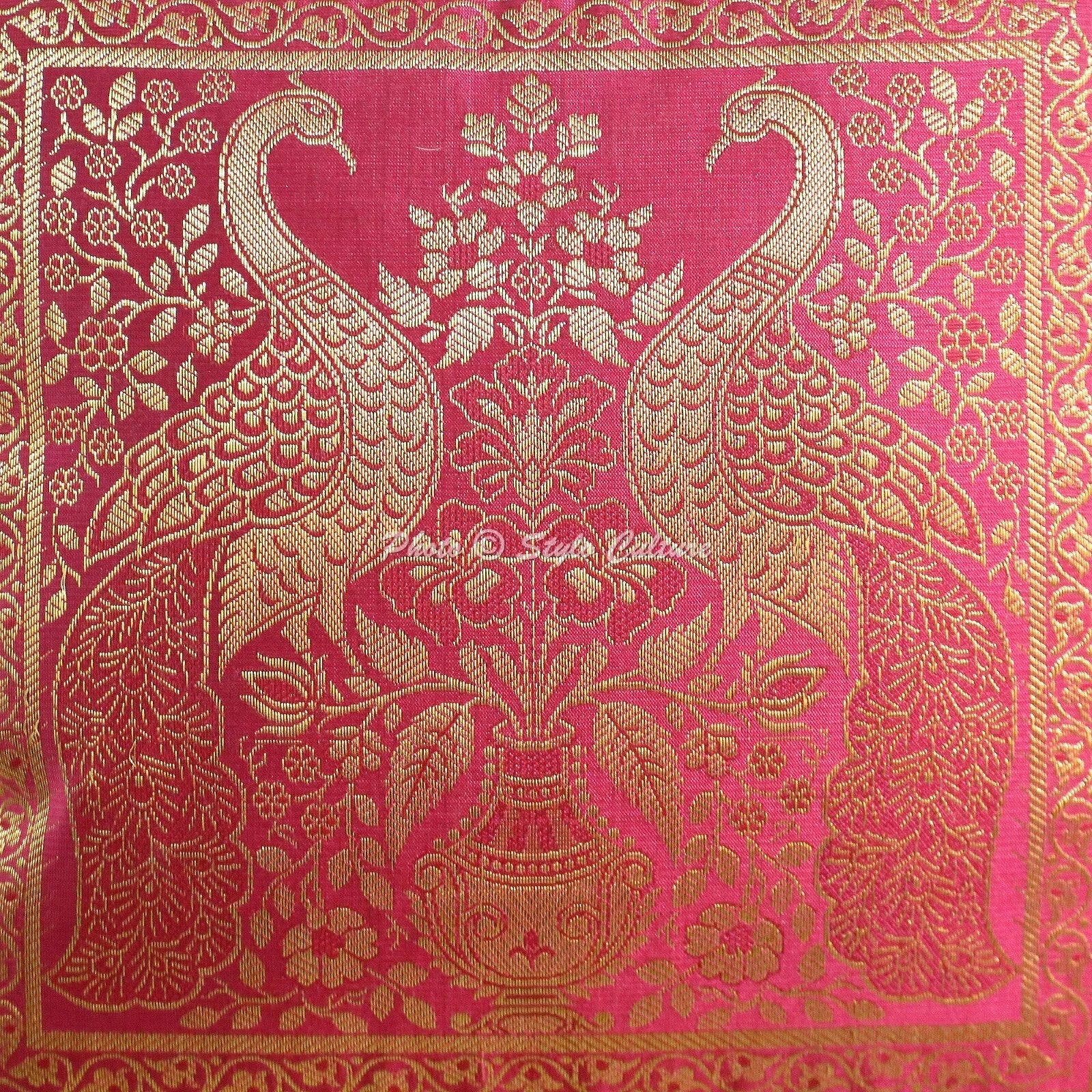 Pillow Cover Peacock Brocade Jacquard Decor Car Sofa Cushion Case 18 x 18 in