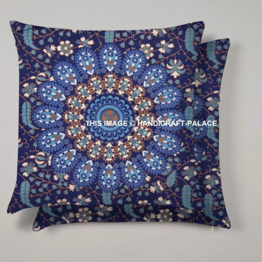 Indian Peacock Mandala Cushion Cover Square Floor Pillow Large Sofa Bed Decor