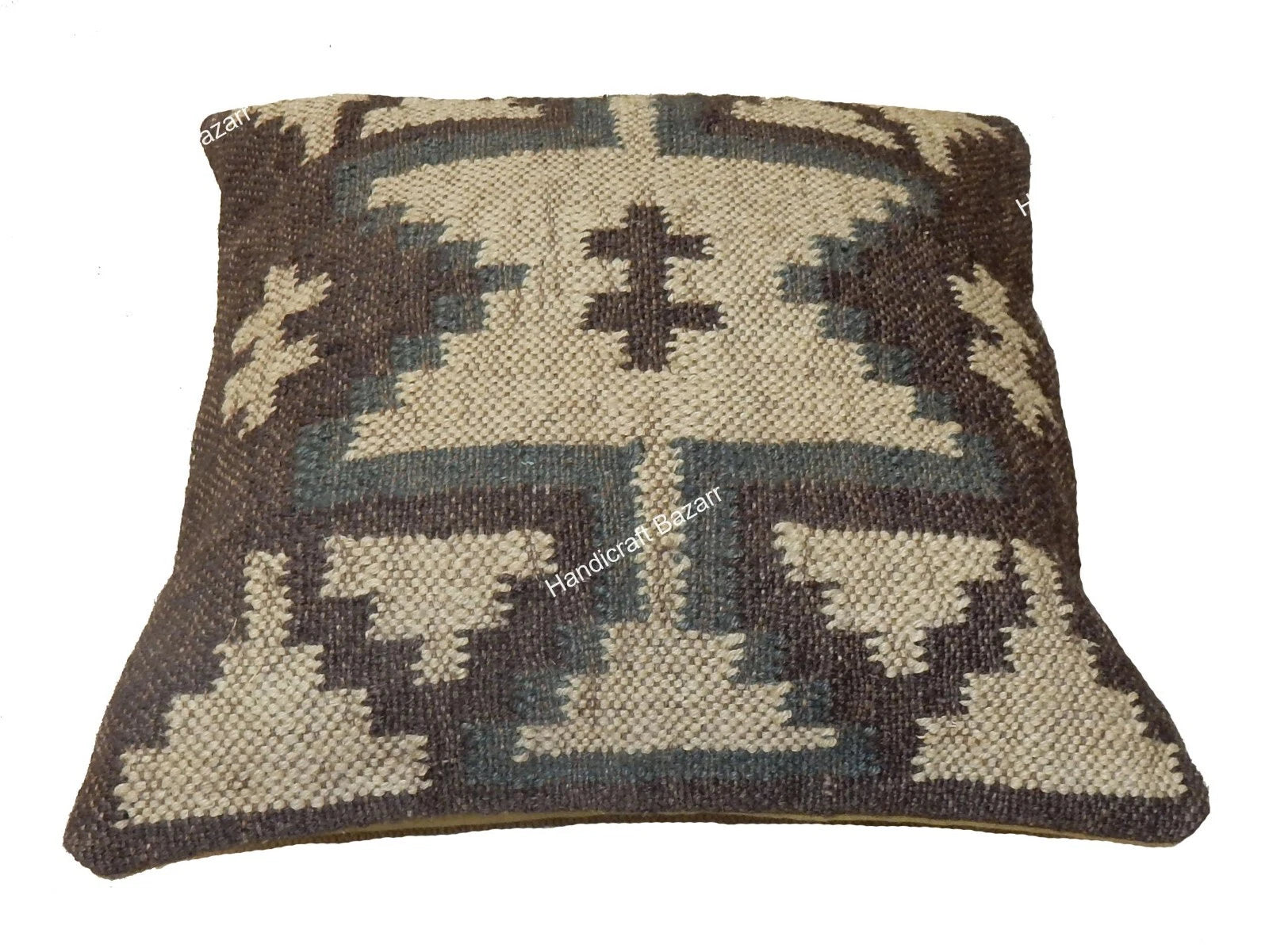 Indian Jute Cushion cover 18x18 inch Vinatge Handwoven Pillow Sham For Sofa chai