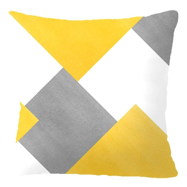 Yellow Throw PILLOW COVER 2-Sided Gray White Decorative Sofa Cushion Case 18x18"
