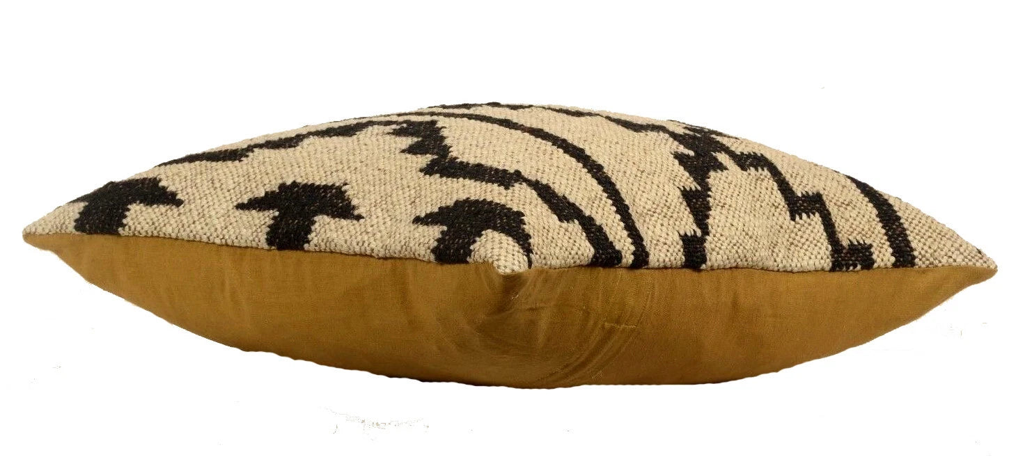 Handwoven Woll Jute Cushion Cover 18x18 Vinatge Sofa Pillow Case Kilim Chair Pad