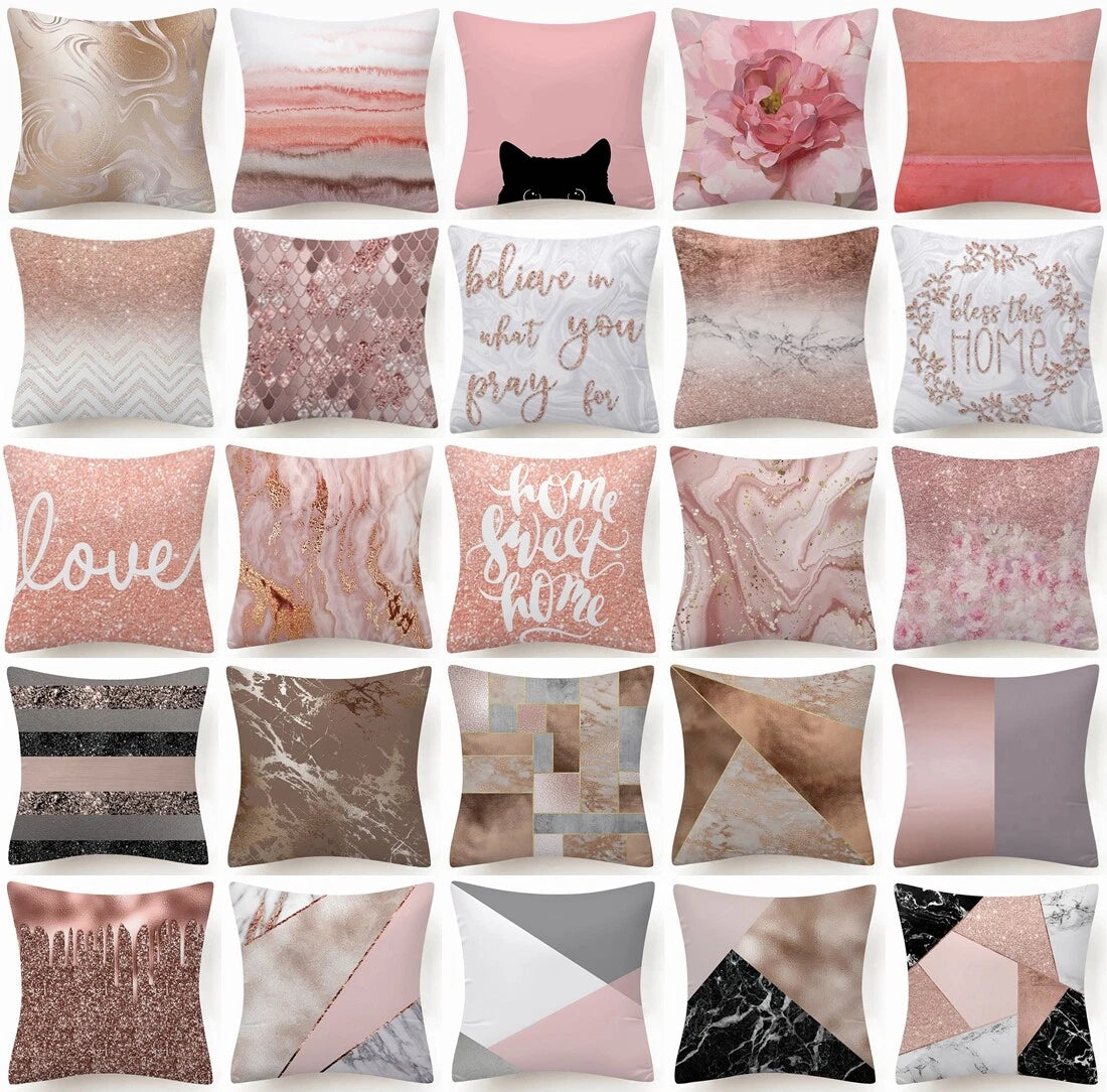 Pink Marble Throw PILLOW COVER Double Sided Sofa Decorative Cushion Cases 18x18"
