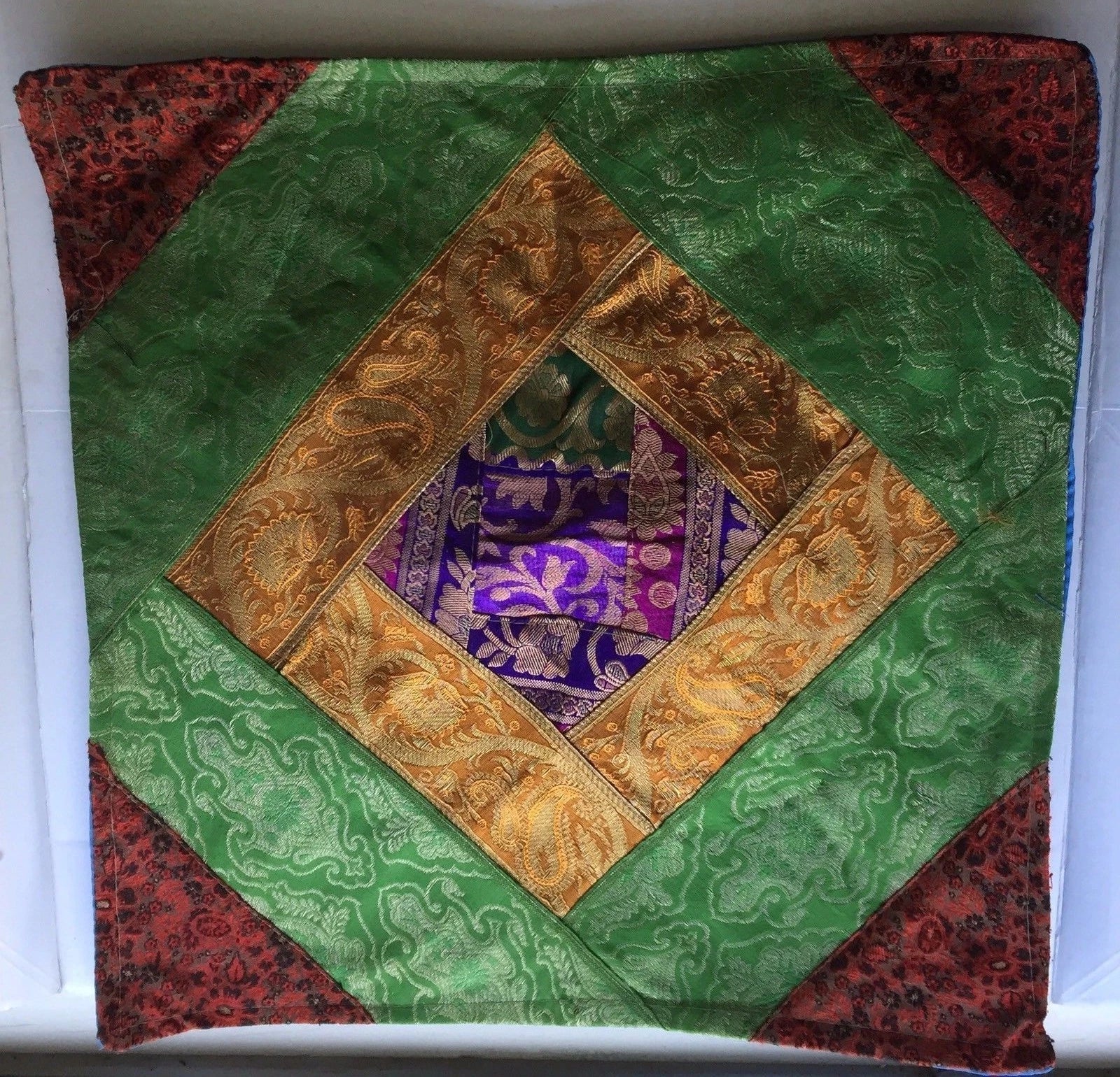 One Home Decor Silk Cushion Cover Patchwork Square Sofa Pillow Case Cover India