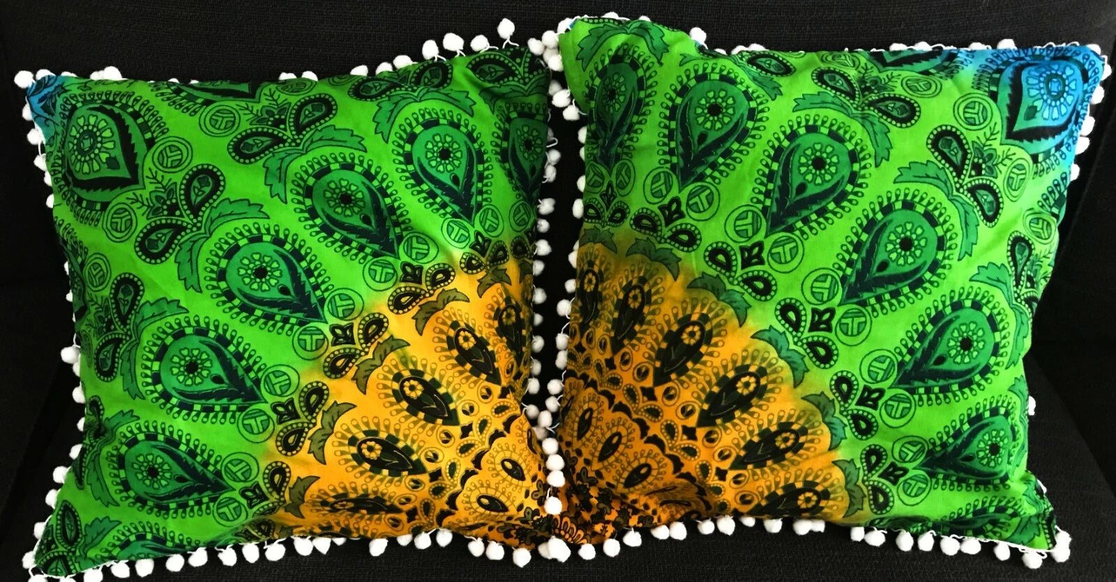 Mandala Square Pillowcase 16x16" Handmade Cotton Pom Pom Cushion Covers Sofa bed