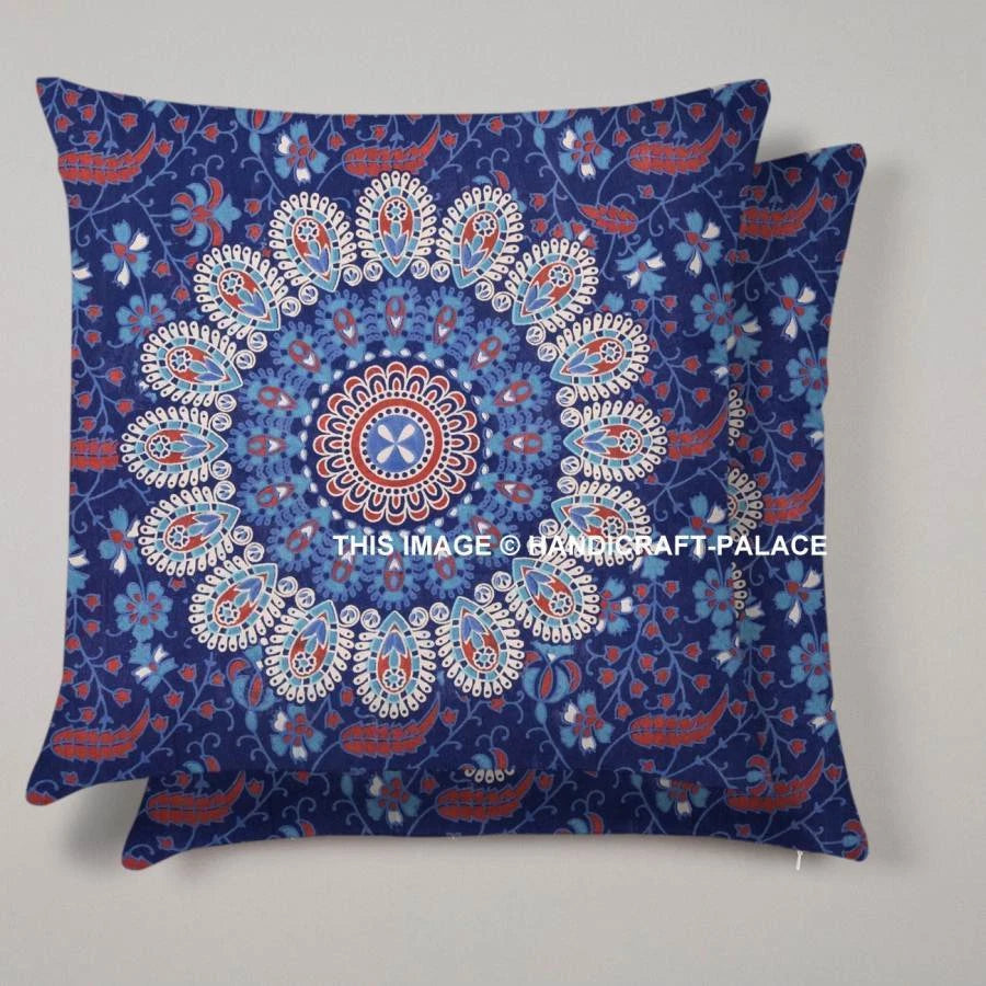 Indian Peacock Mandala Cushion Cover Square Floor Pillow Large Sofa Bed Decor