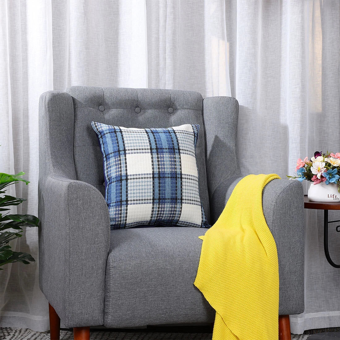 Buffalo Check Plaid Throw Pillow Case Sofa Waist Cushion Cover Office Bedding