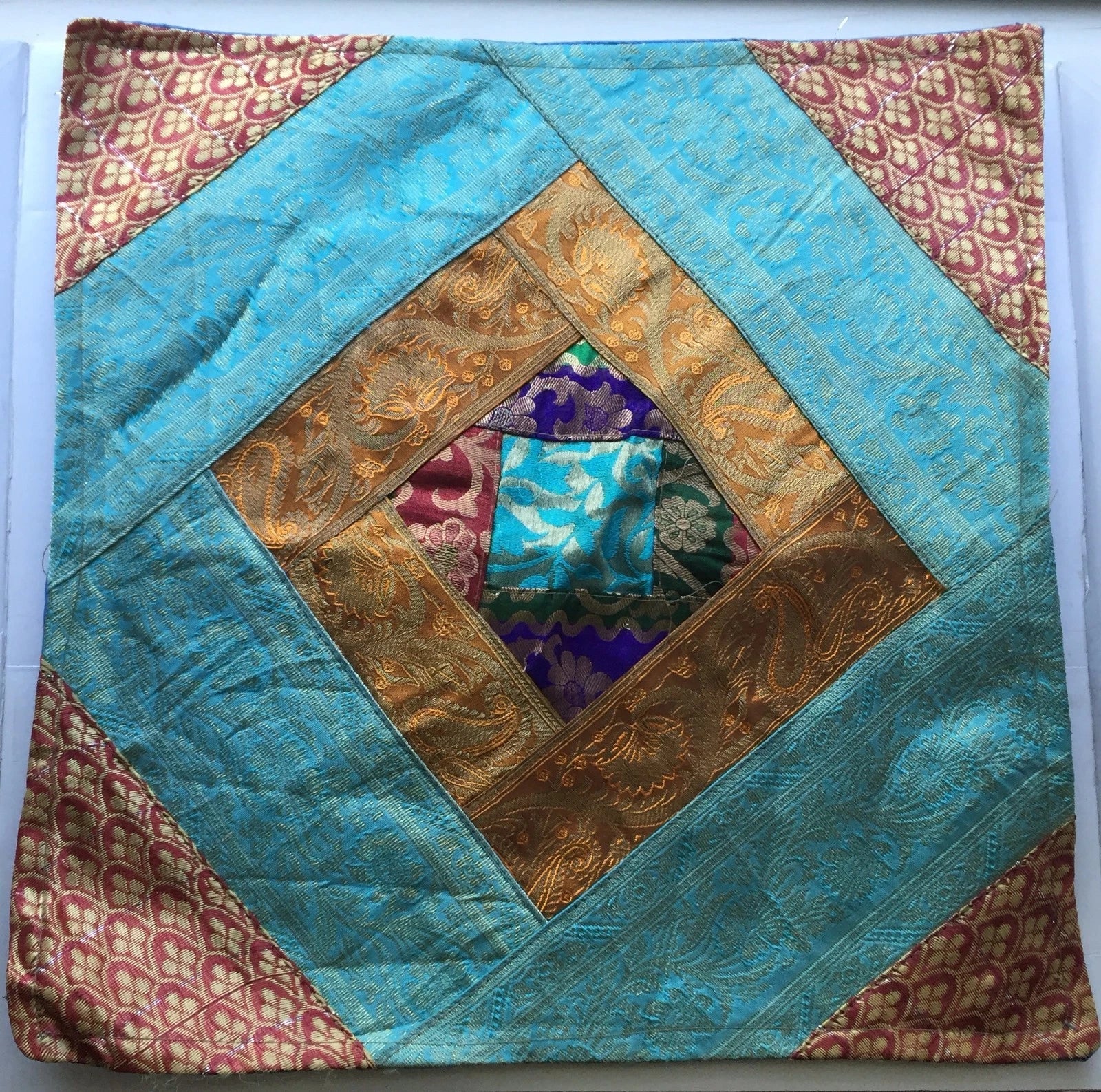 One Home Decor Silk Cushion Cover Patchwork Square Sofa Pillow Case Cover India