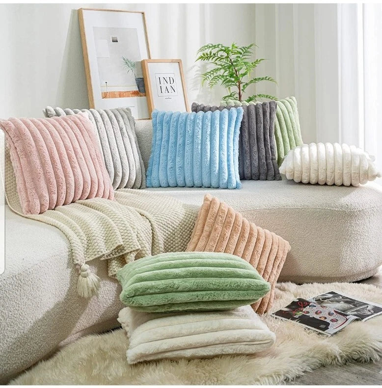 18"x18" Plush Fluffy Fur Cushion Covers Luxury Soft Sofa Bed Throw Pillow Cases
