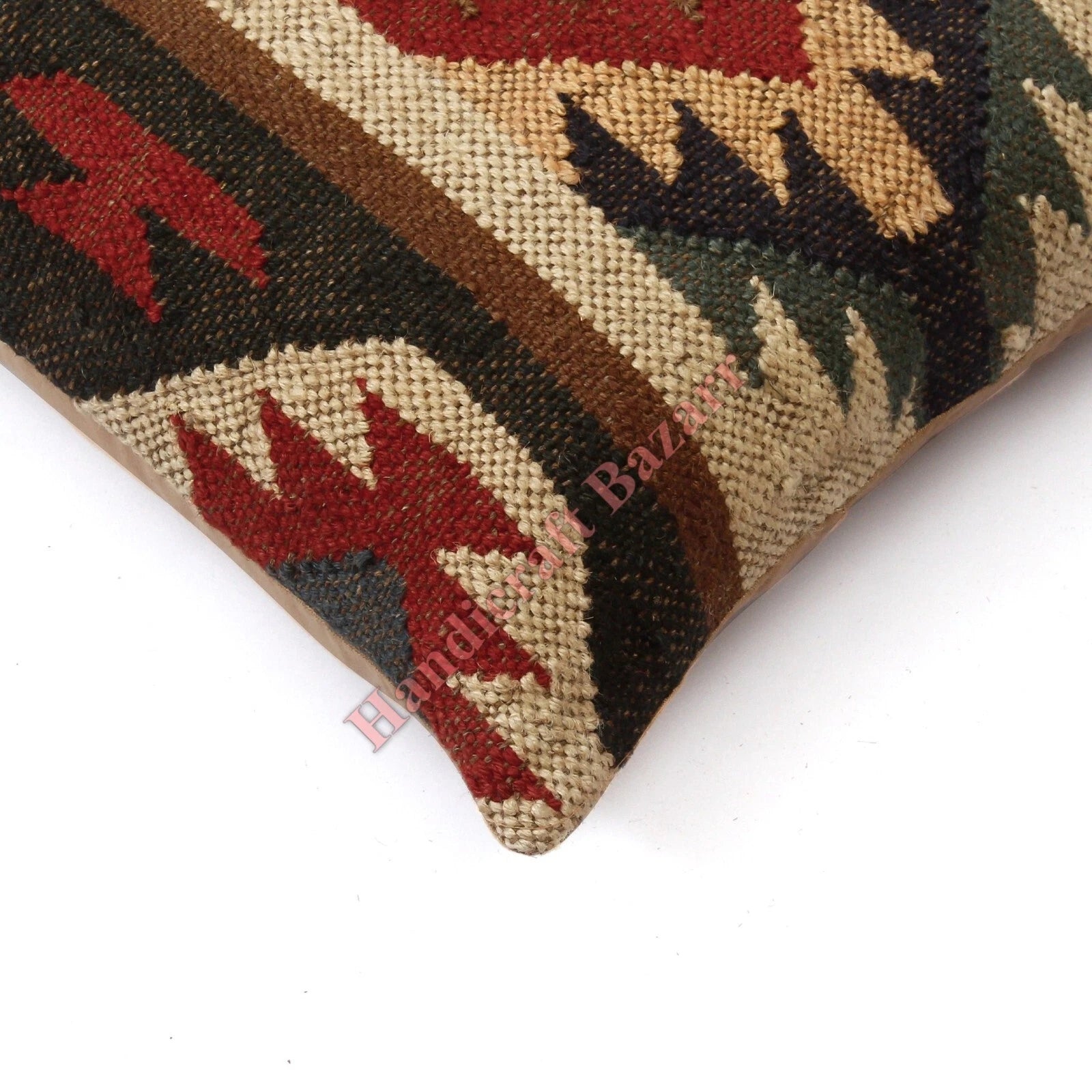 Hallway Docor Sofa Sham Pillowcase Indian Kilim Cushion Cover 2 Pc Wool jute 18"