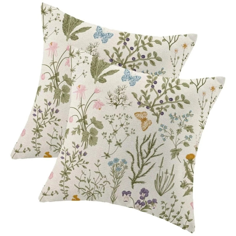 2 Flower Print Pillow Case Polyester Fiber Sofa Bed Decorations Cushion Covers