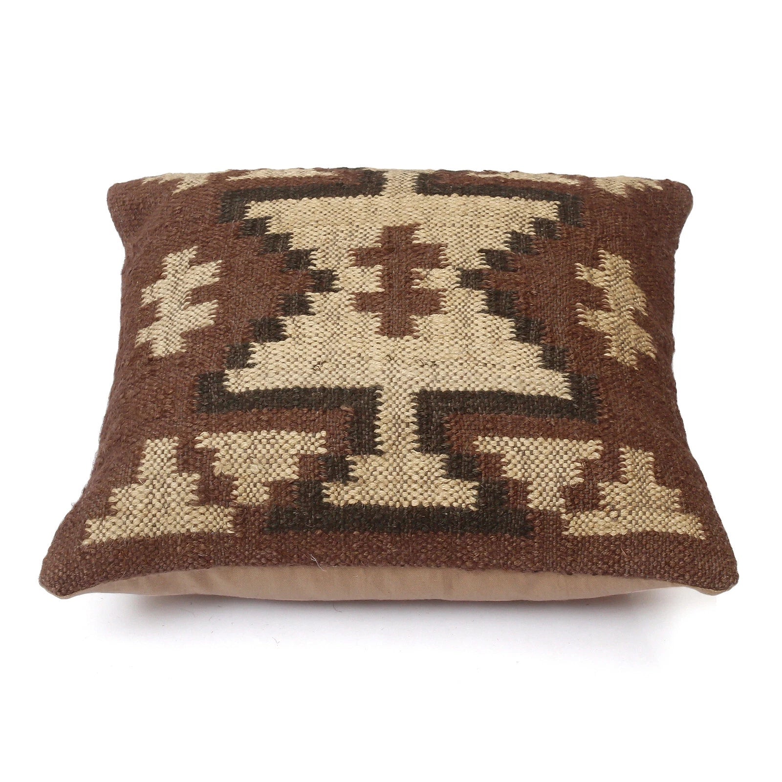 Handwoven Woll Jute Cushion Cover 18x18 Vinatge Sofa Pillow Case Kilim Chair Pad