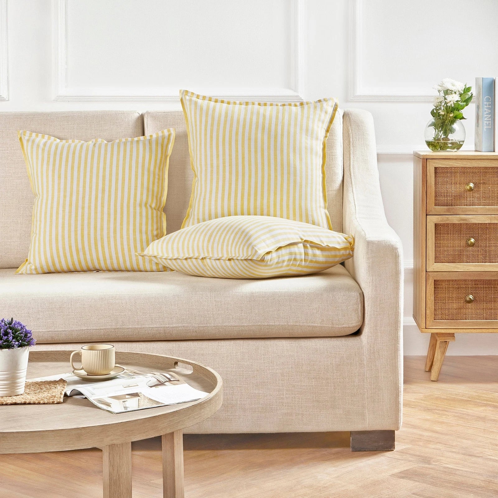 Solino Home Square Linen Pillow Cover for Cushion Couch, Sofa Bed, Santa Barbara