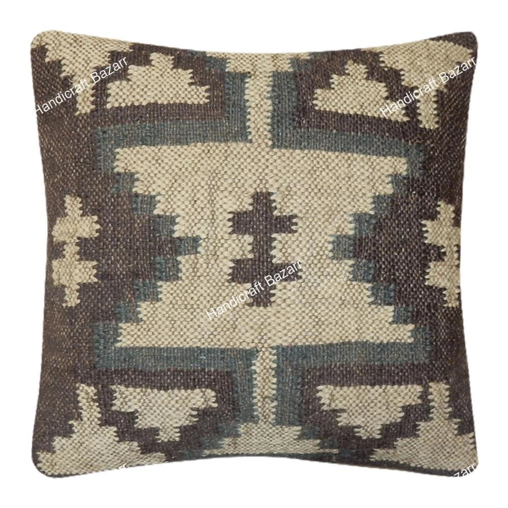 Indian Jute Cushion cover 18x18 inch Vinatge Handwoven Pillow Sham For Sofa chai