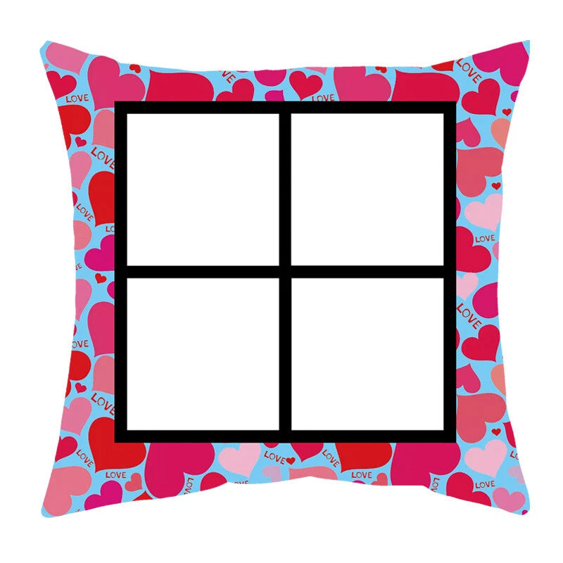DIY Pink Heart Love Gift Sofa Bed Cushion Cover Sublimation Blank Home Decor