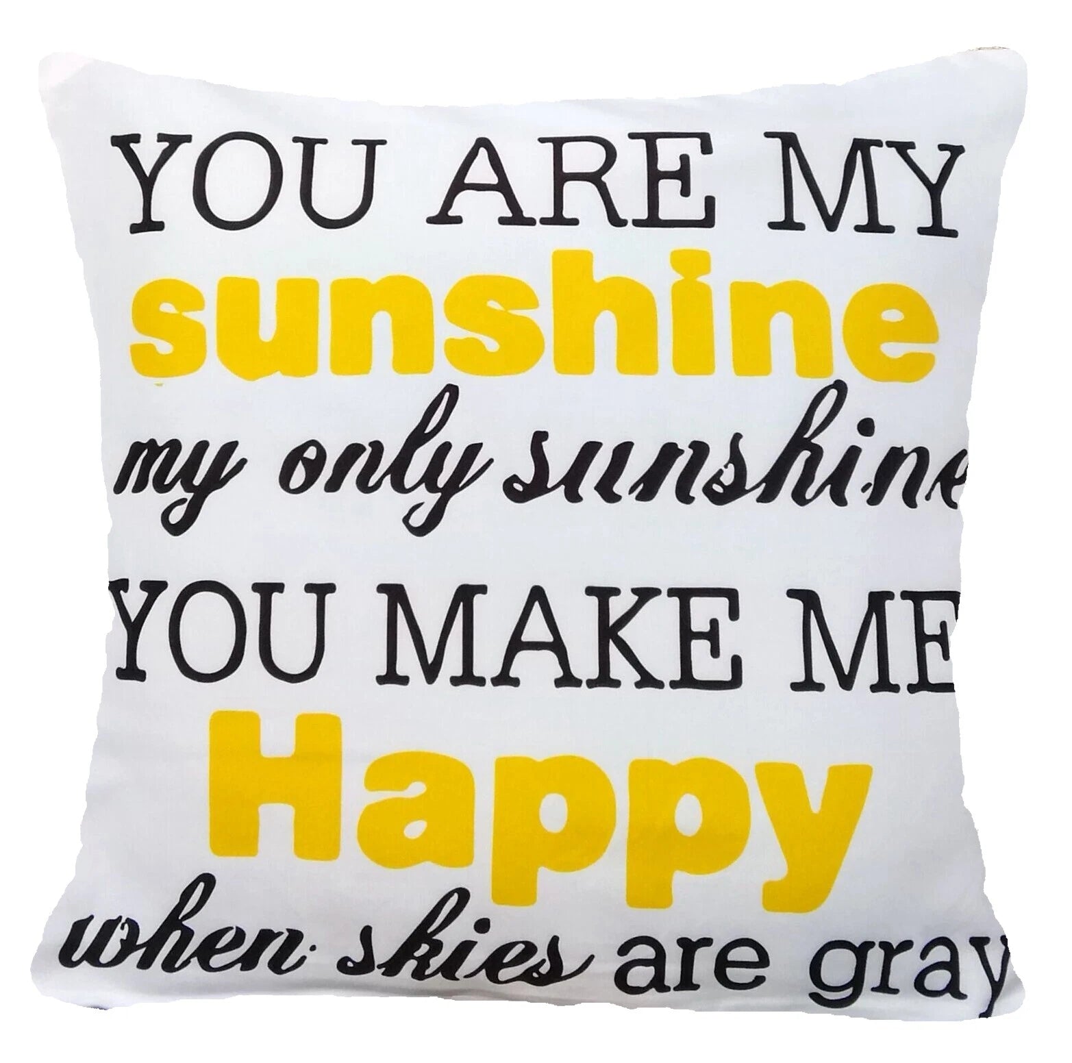 Yellow Throw PILLOW COVER 2-Sided Gray White Decorative Sofa Cushion Case 18x18"