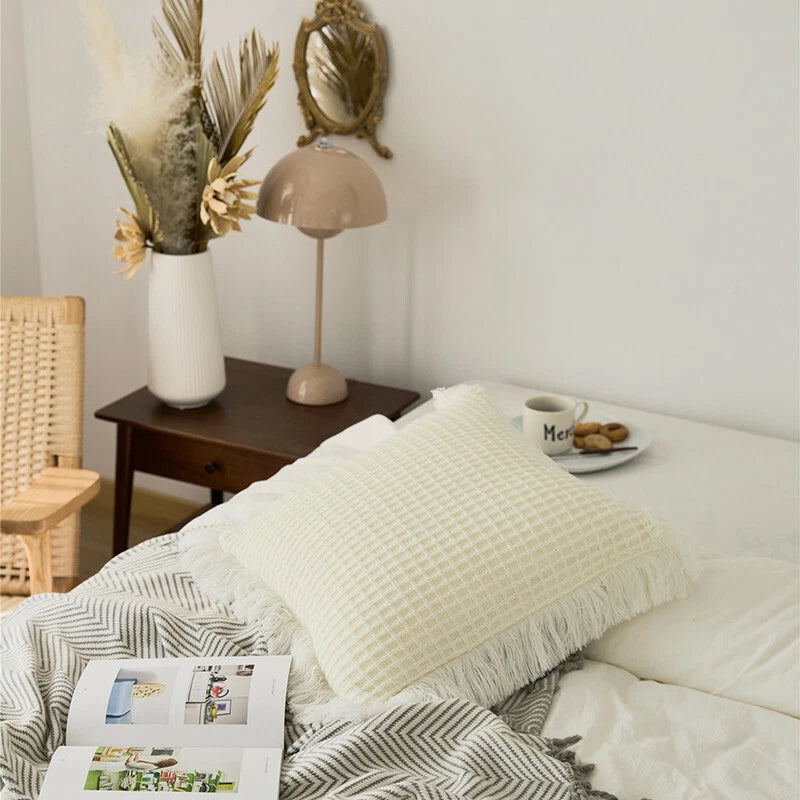 Square Knitted Tassel Pillowcase Sofa Bed Waist Throw Back Cushion Covers Chair