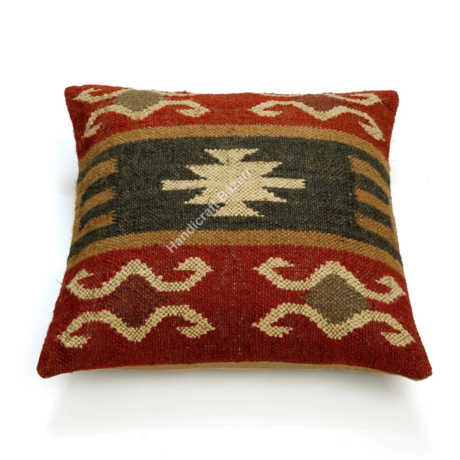 Hallway Docor Sofa Sham Pillowcase Indian Kilim Cushion Cover 2 Pc Wool jute 18"