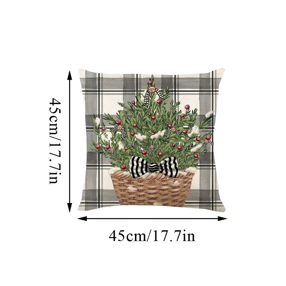 Christmas Pillowcase Linen Back Cushion Cover Festival Gift Sofa Decor Cartoon