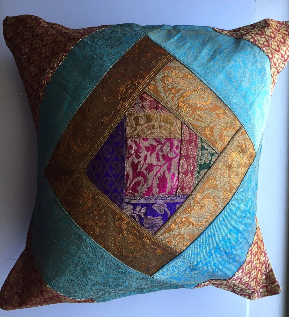 One Home Decor Silk Cushion Cover Patchwork Square Sofa Pillow Case Cover India