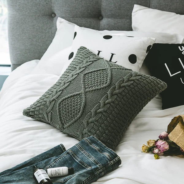 Sofa Bed Knitted Pillowcase Square Tassel Throw Waist Cushion Covers Chair Decor