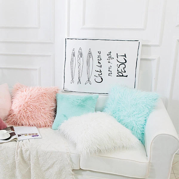 Soft  Faux Fur Fluffy Pillow Case Plush Cushion Cover Throw Sofa Bed Home Decor