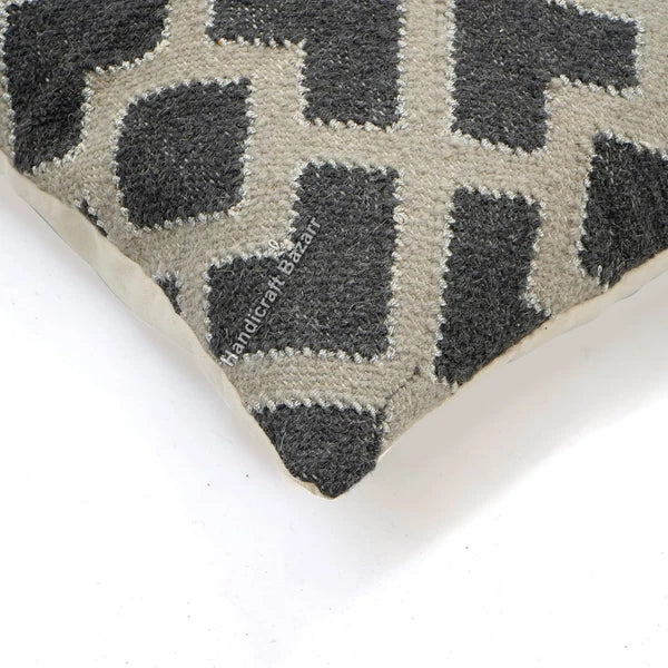 Hallway Docor Sofa Sham Pillowcase Indian Kilim Cushion Cover 2 Pc Wool jute 18"