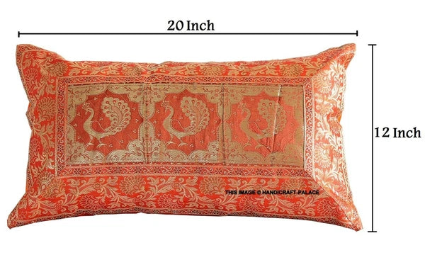 Handmade Brocade Silk Cushion Cover Indian Home Sofa Decor Pillow Case 12"x20"