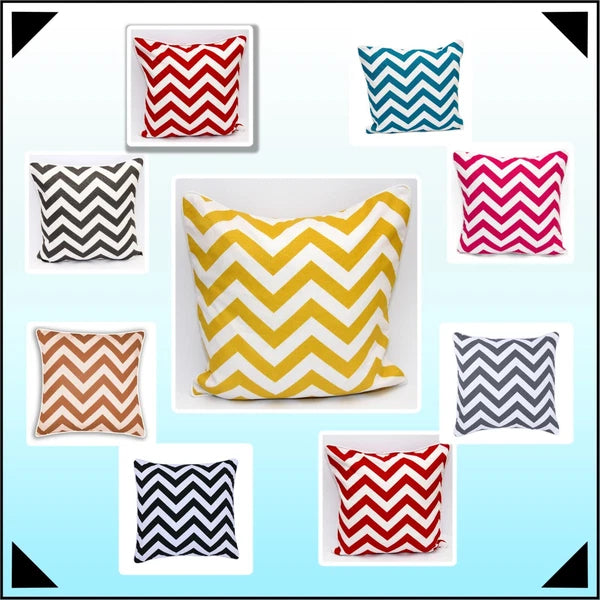 Chevron Cushion Covers 100% Cotton Zigzag Style Home Sofa Outdoor Décor 18x18''.