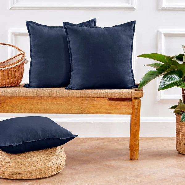 Solino Home Square Linen Pillow Cover for Cushion Couch, Sofa Bed, Santa Barbara