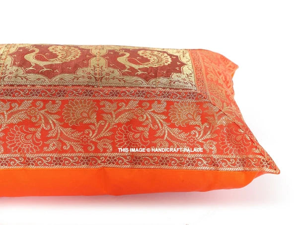 Handmade Brocade Silk Cushion Cover Indian Home Sofa Decor Pillow Case 12"x20"