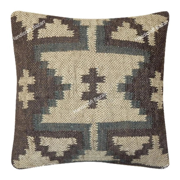 Indian Jute Cushion cover 18x18 inch Vinatge Handwoven Pillow Sham For Sofa chai