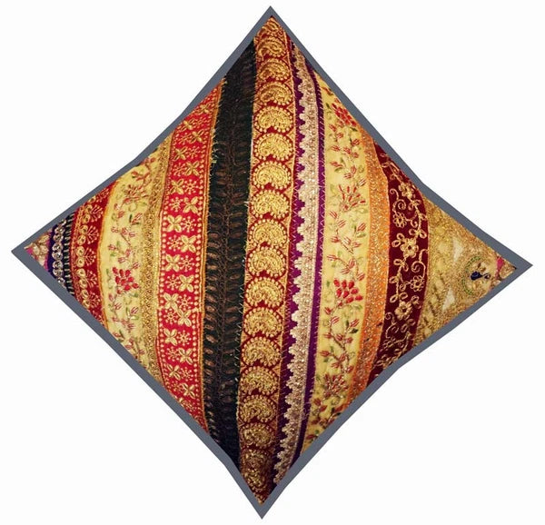 16" SET OF 2 PC INDIAN HOME SOFA DECOR THROW ACCENT FLOOR CUSHION PILLOW COVERS