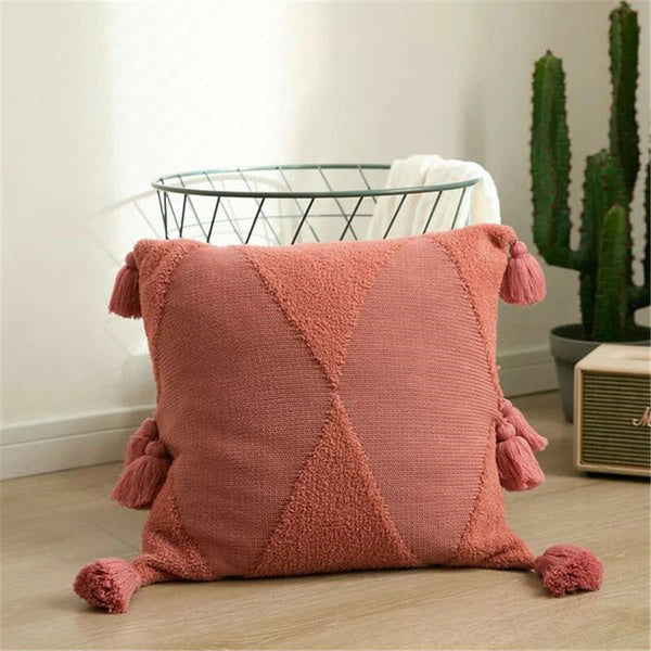 Square Knitted Cushion Cover Pom Pom Pillowcase Throw Waist Pillow Covers Sofa