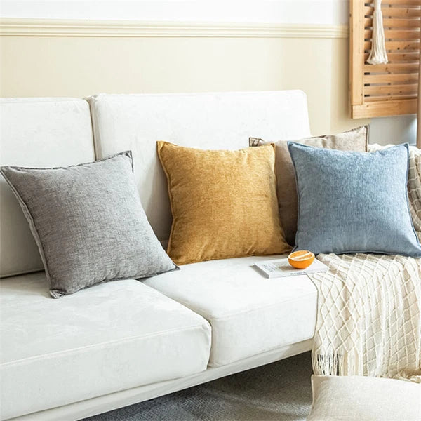 22x22in Chenille Fabric Throw Pillow Covers Sofa Bed Cushion Case Home Decor