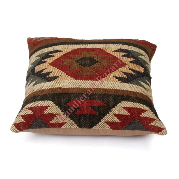 Hallway Docor Sofa Sham Pillowcase Indian Kilim Cushion Cover 2 Pc Wool jute 18"