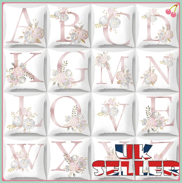 New UK LETTER POLYESTER CUSHION COVER PILLOW CASE WAIST THROW HOME SOFA DECOR