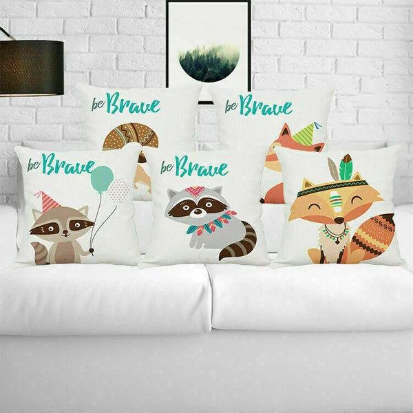 Decor Cushion Car Animal Cover Fox Case Sofa Cartoon Home