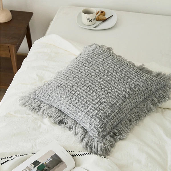 Sofa Bed Knitted Pillowcase Square Tassel Throw Waist Cushion Covers Chair Decor