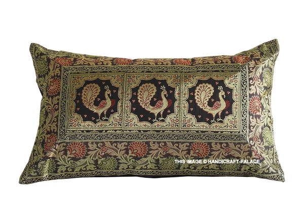 Handmade Brocade Silk Cushion Cover Indian Home Sofa Decor Pillow Case 12"x20"