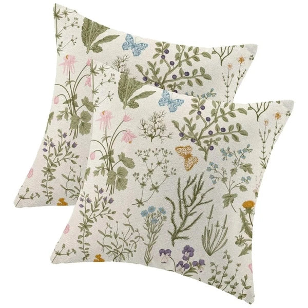 2 Flower Print Pillow Case Polyester Fiber Sofa Bed Decorations Cushion Covers