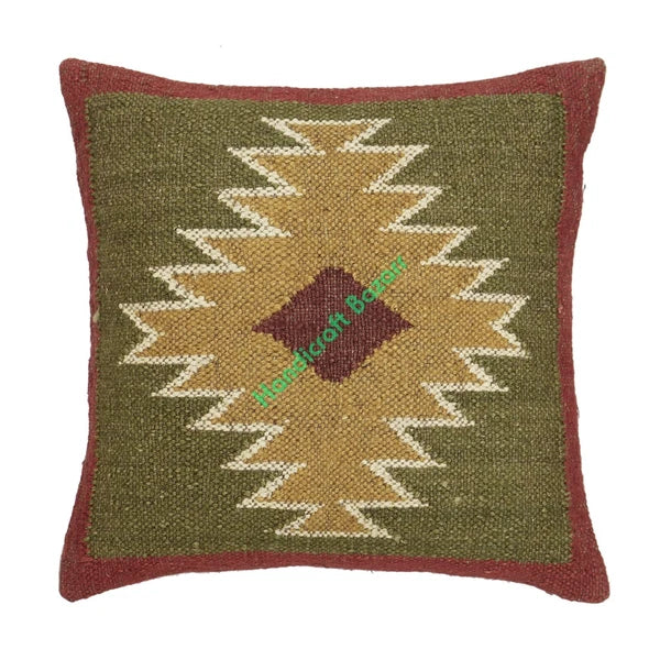 Hallway Docor Sofa Sham Pillowcase Indian Kilim Cushion Cover 2 Pc Wool jute 18"