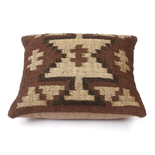 Handwoven Woll Jute Cushion Cover 18x18 Vinatge Sofa Pillow Case Kilim Chair Pad