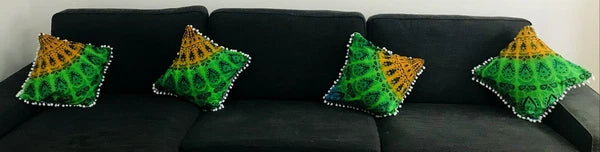 Mandala Square Pillowcase 16x16" Handmade Cotton Pom Pom Cushion Covers Sofa bed