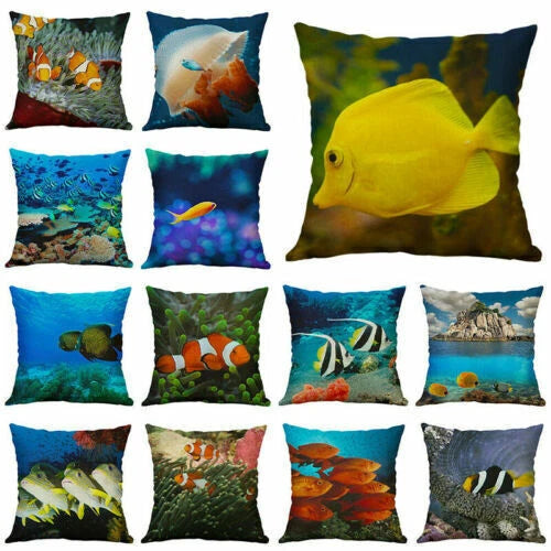 Cushion 18"Retro Pillow Decor Animal Home Cover Sea Case Sofa Throw